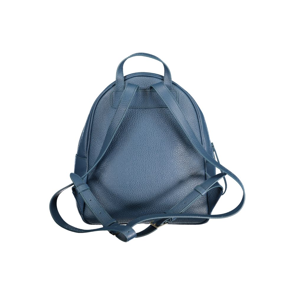 Blue Leather Womens Backpack