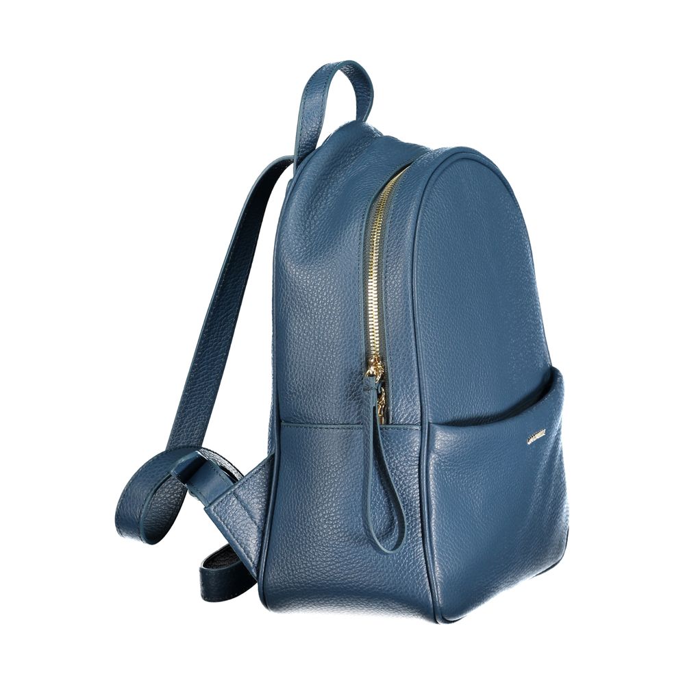 Blue Leather Womens Backpack