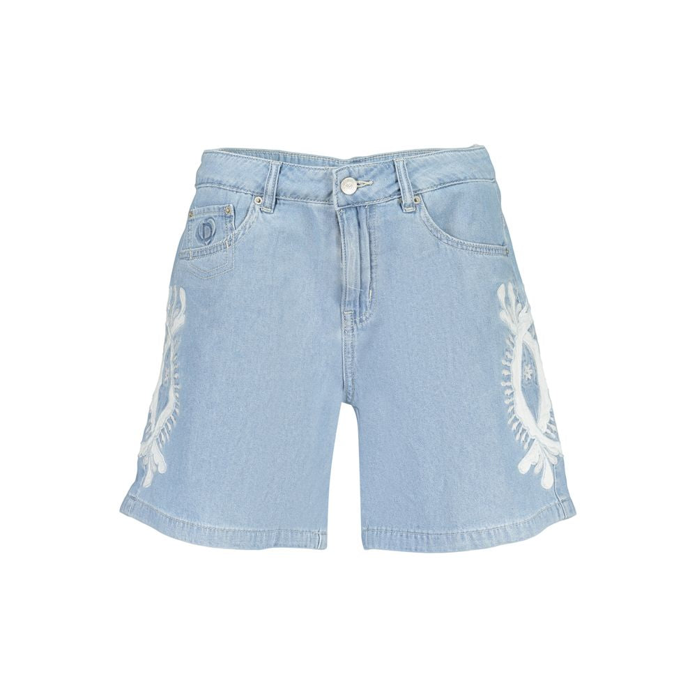 Light Blue Cotton Women's Short