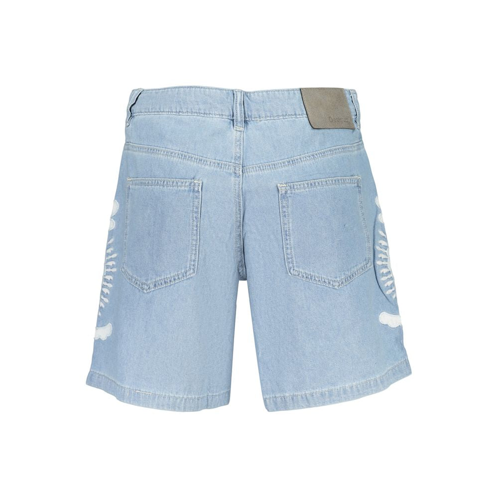 Light Blue Cotton Women's Short