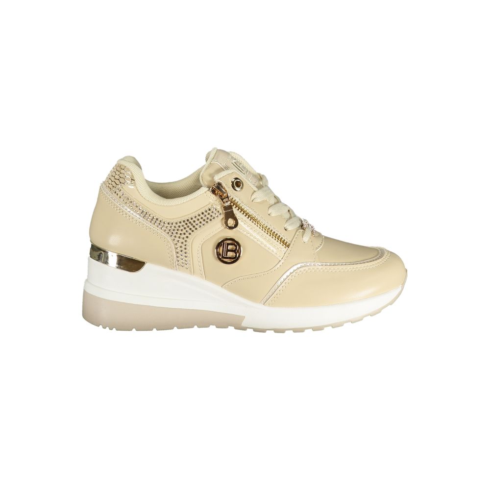 Beige Polyester Athletic Sneakers