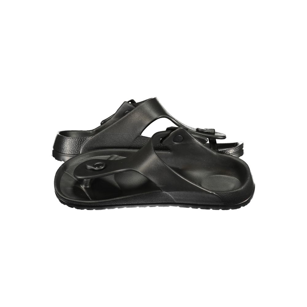 Black Plastic Flip-Flop Sandals