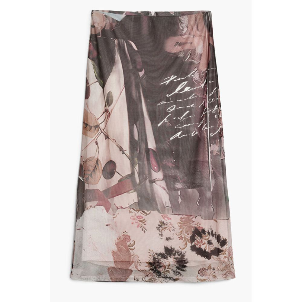 Beige Polyester Midi Skirt