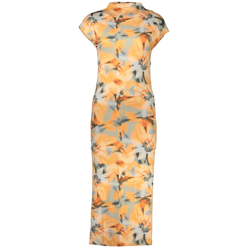 Orange Elastane Casual Dress