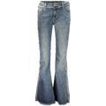 Blue Cotton Flared Jeans
