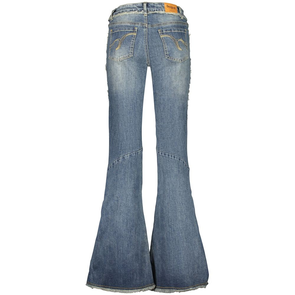 Blue Cotton Flared Jeans