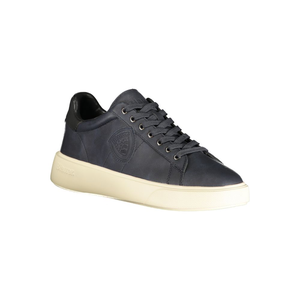 Blue Polyester Low Top Sneakers