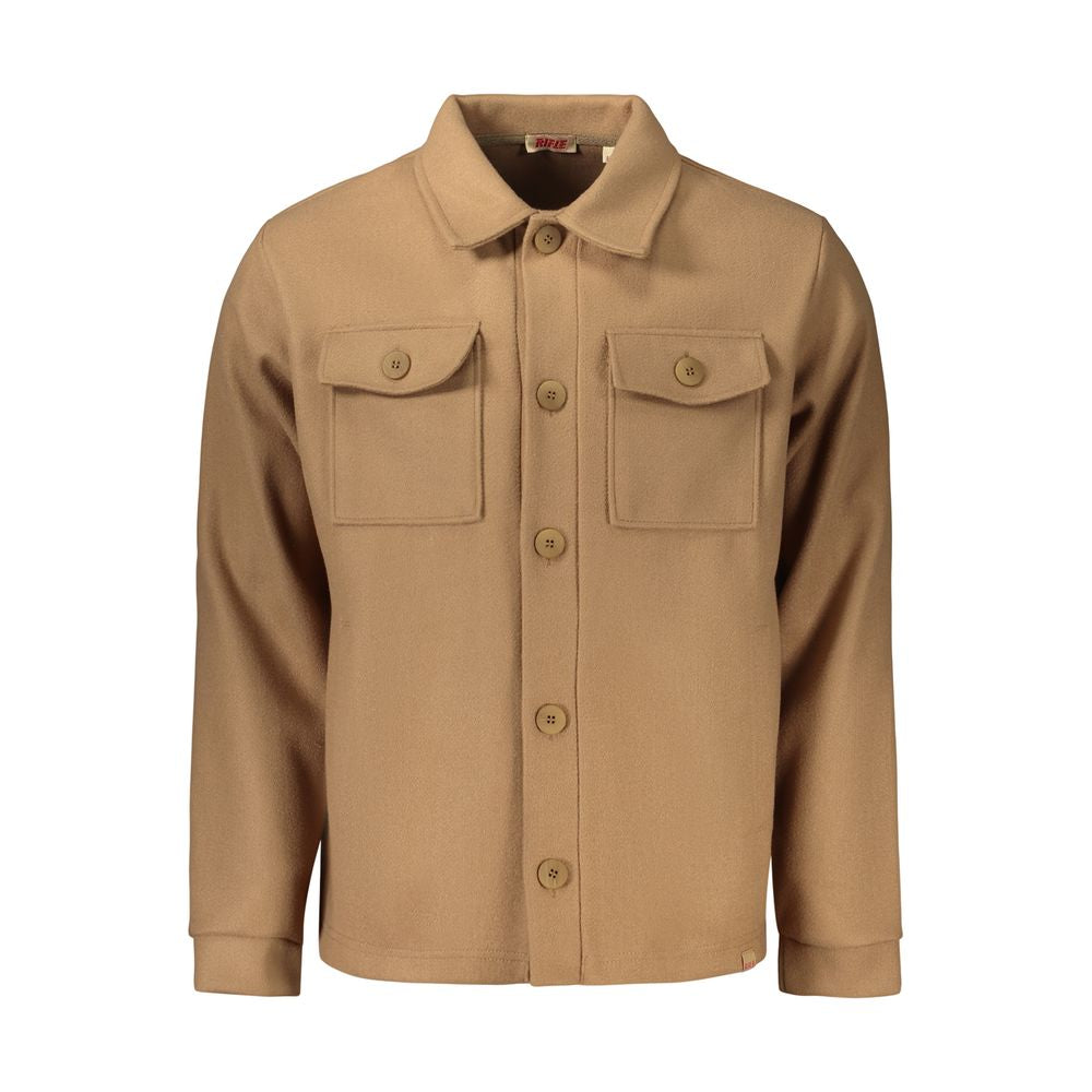 Brown Cotton Full-Length Jacket
