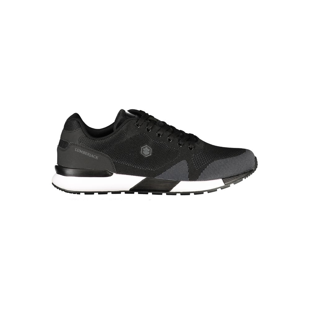 Black Polyester Athletic Sneakers