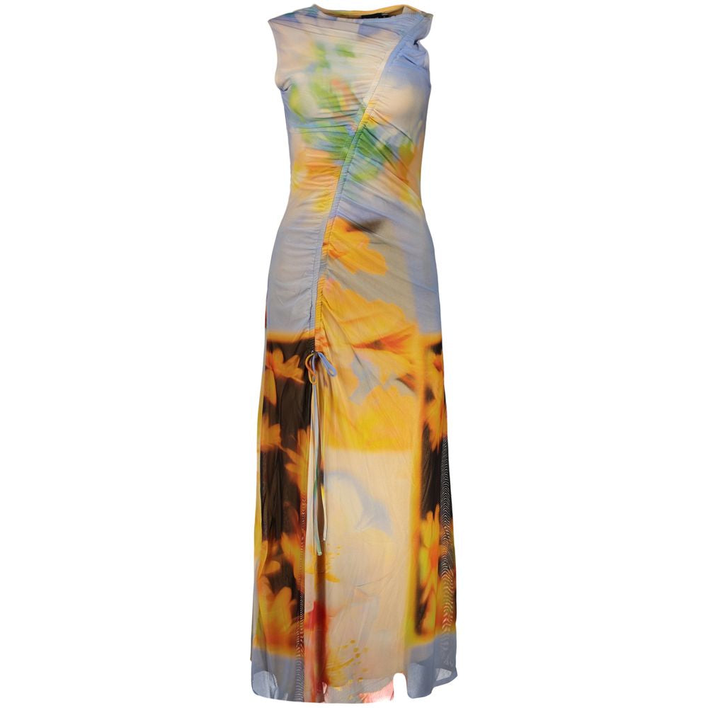 Blue Elastane Casual Dress