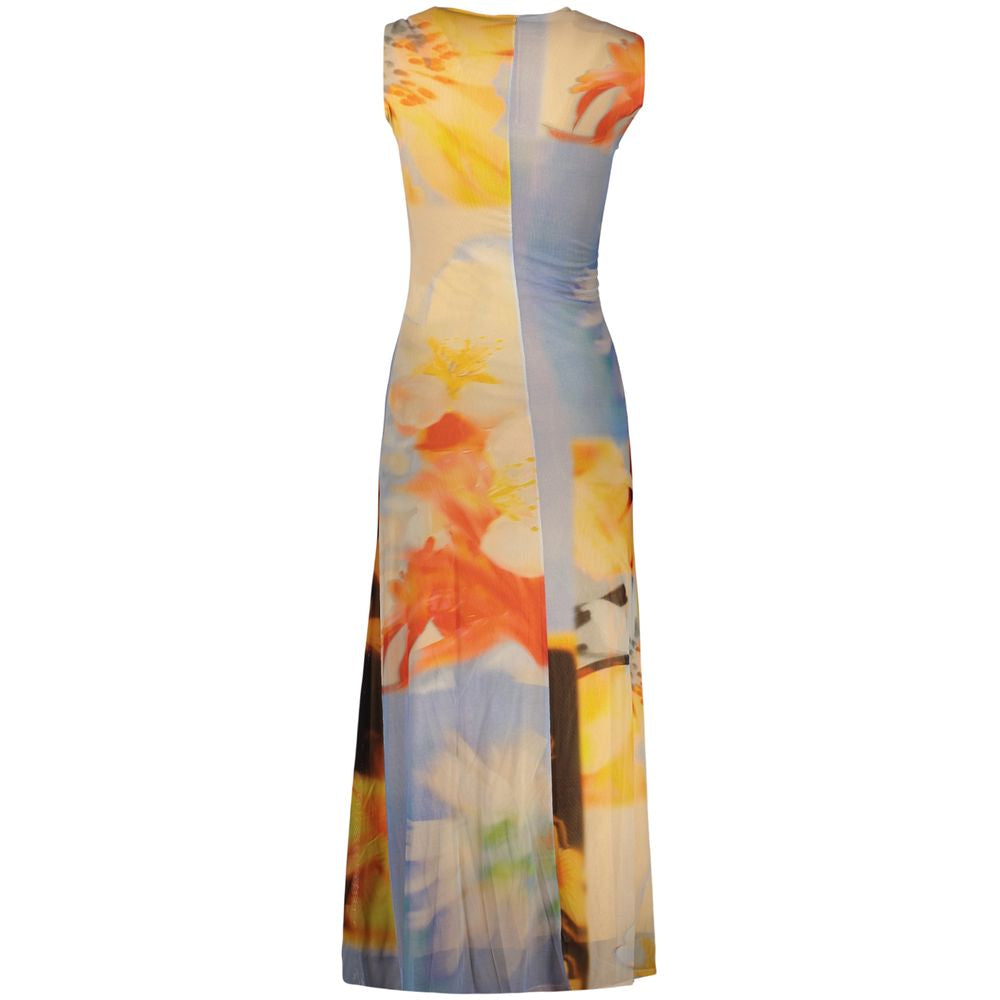 Blue Elastane Casual Dress