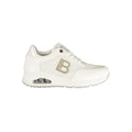 White Polyester Athletic Sneakers