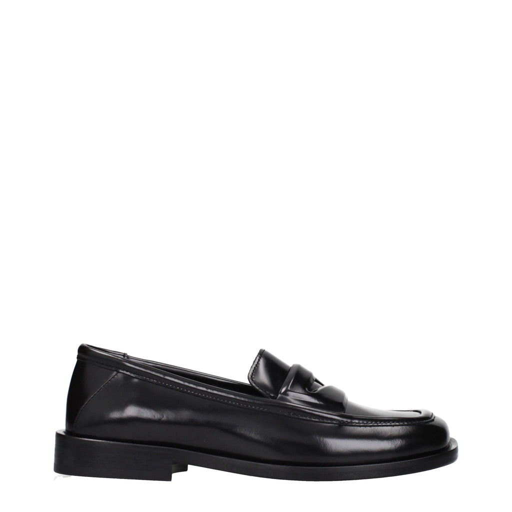 Black Leather Slip-On Loafers