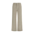 Beige Cotton Flared Pants