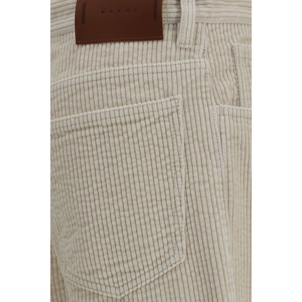 Beige Cotton Flared Pants