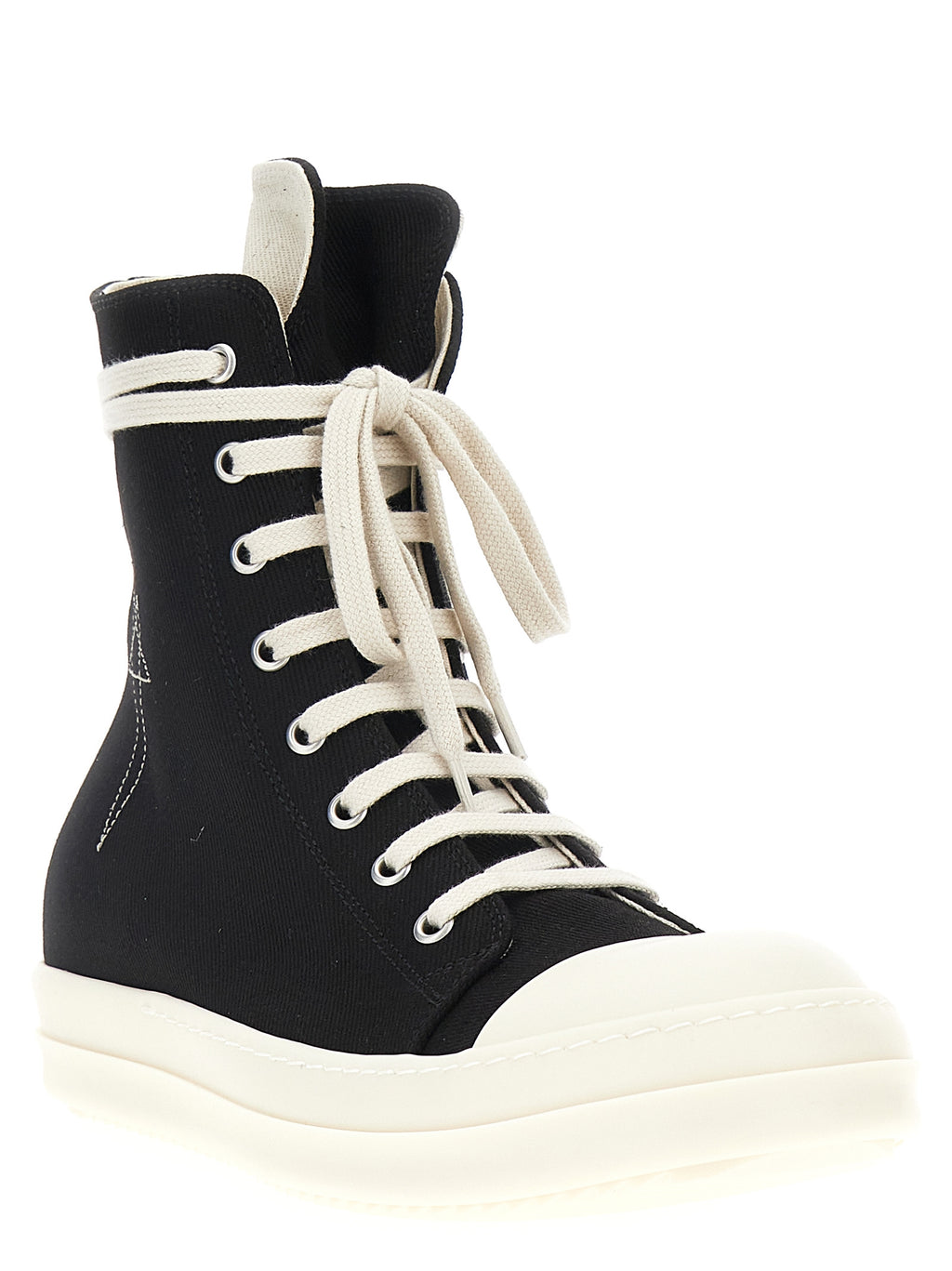 Black Cotton High Top Sneakers