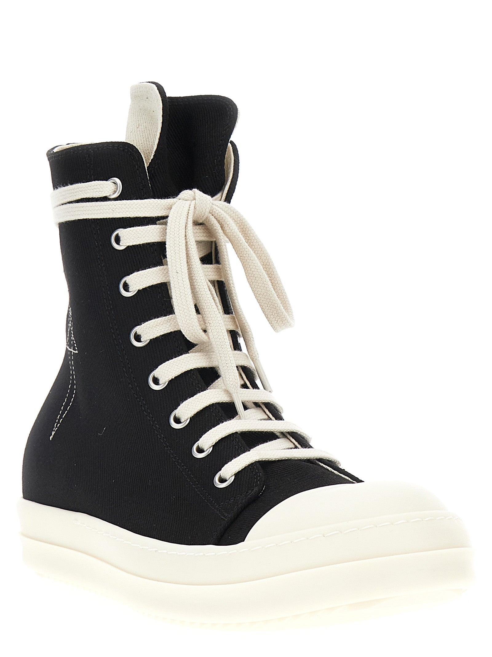 Black Cotton High Top Sneakers