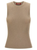Beige Polyamide Sleeveles T-Shirt