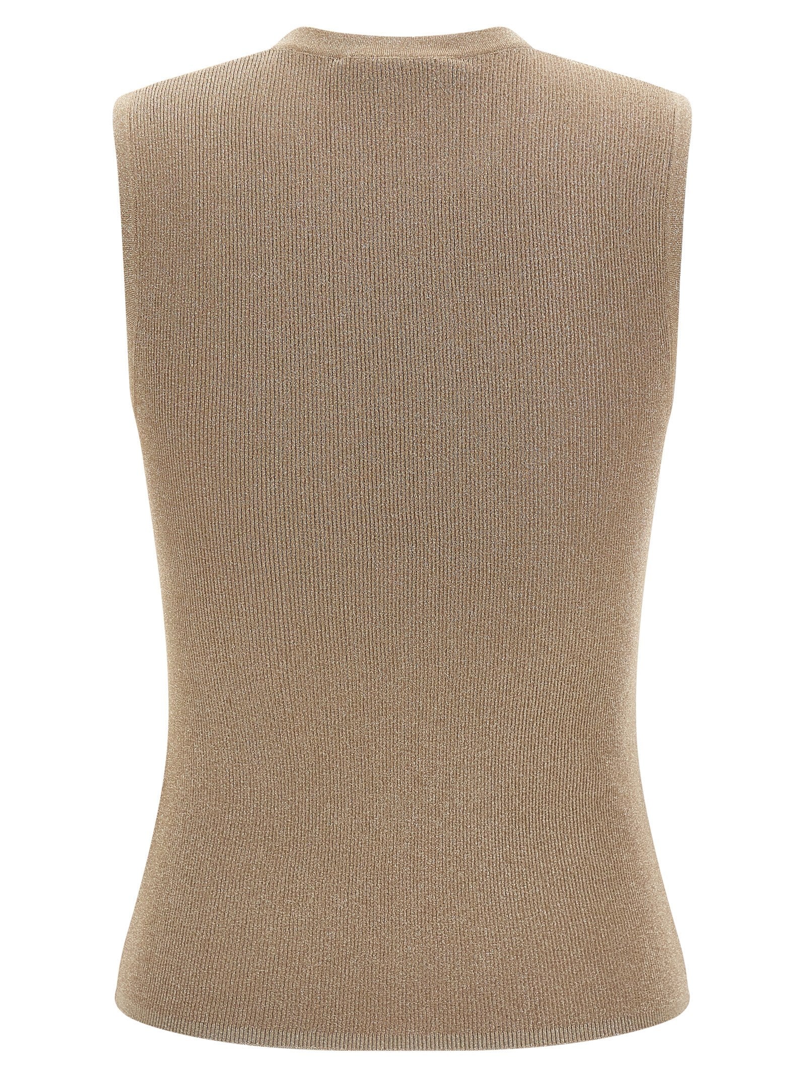 Beige Polyamide Sleeveles T-Shirt