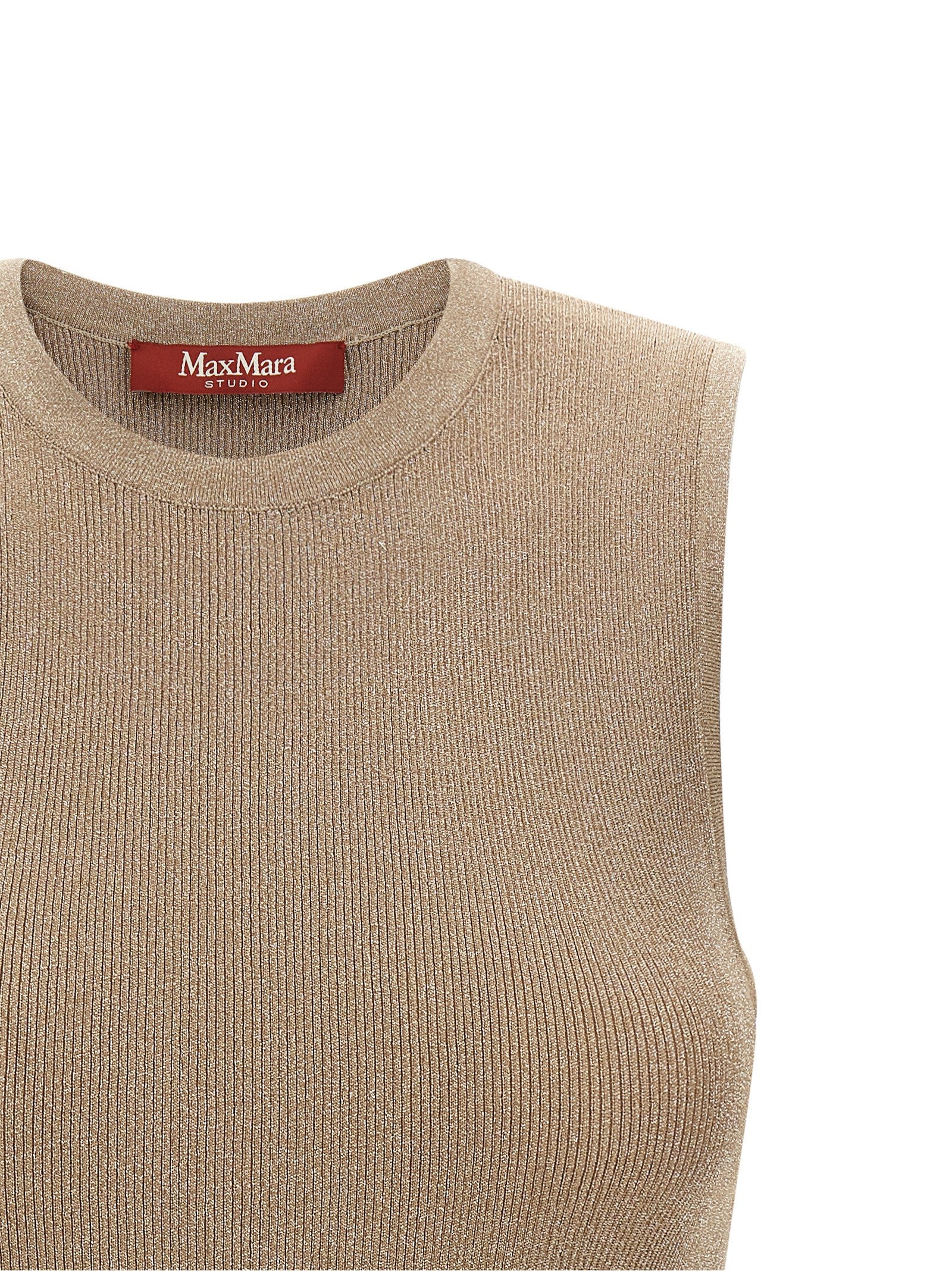 Beige Polyamide Sleeveles T-Shirt