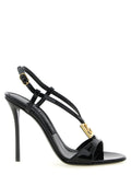 Black Calfskin Stiletto Heel Sandals