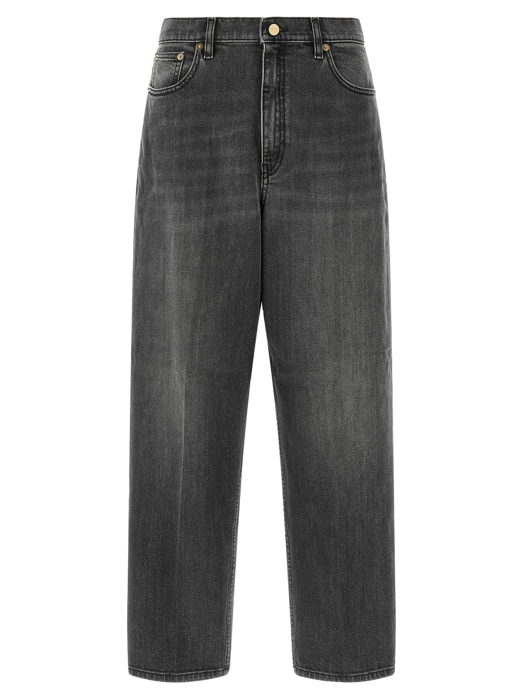 Gray Cotton Relaxed Fit Jeans