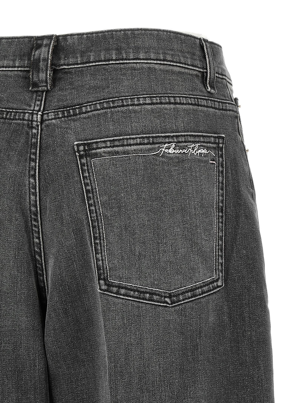Gray Cotton Relaxed Fit Jeans