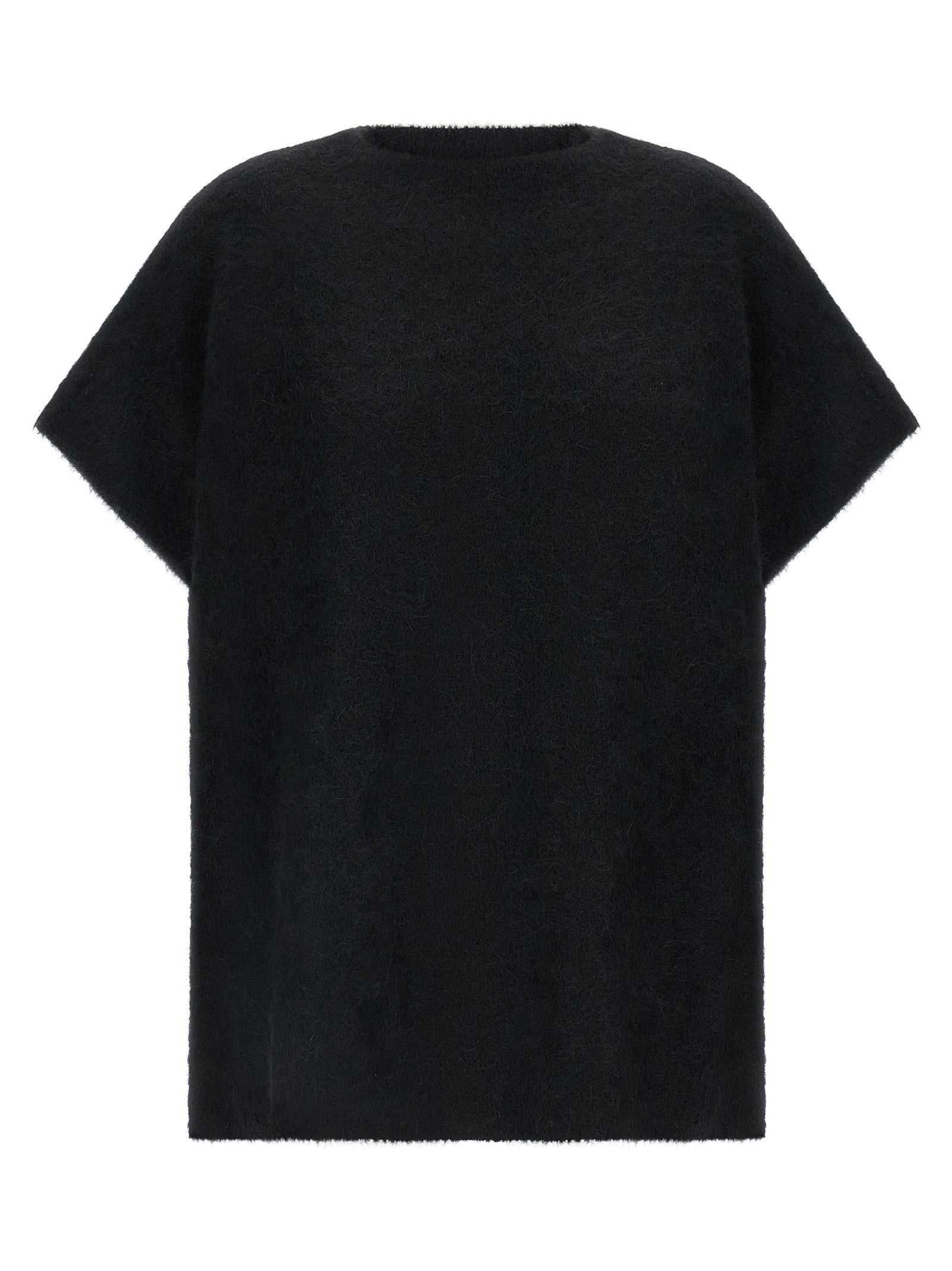 Black Alpaca Leather Cardigan