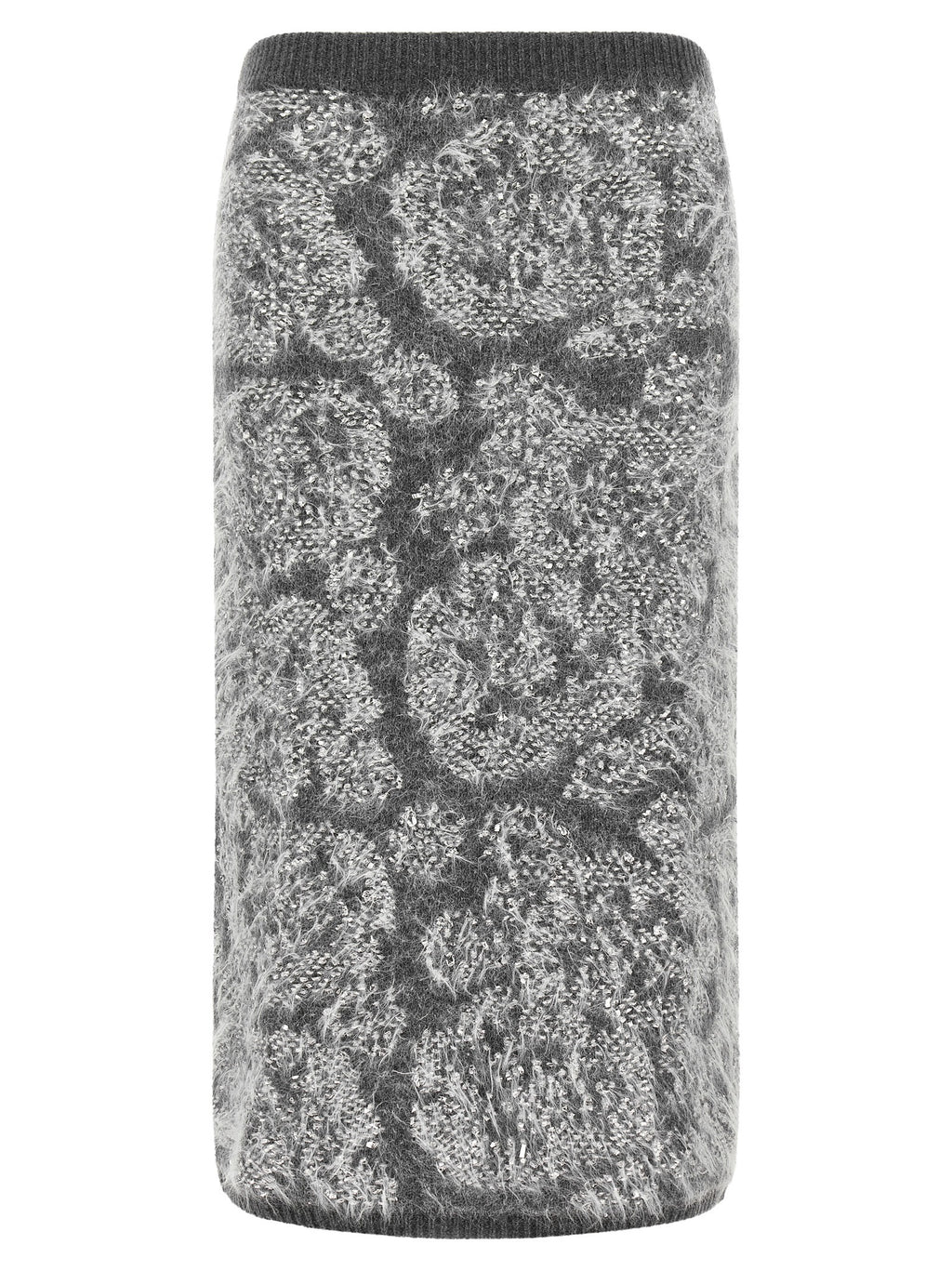 Gray Wool Midi Skirt