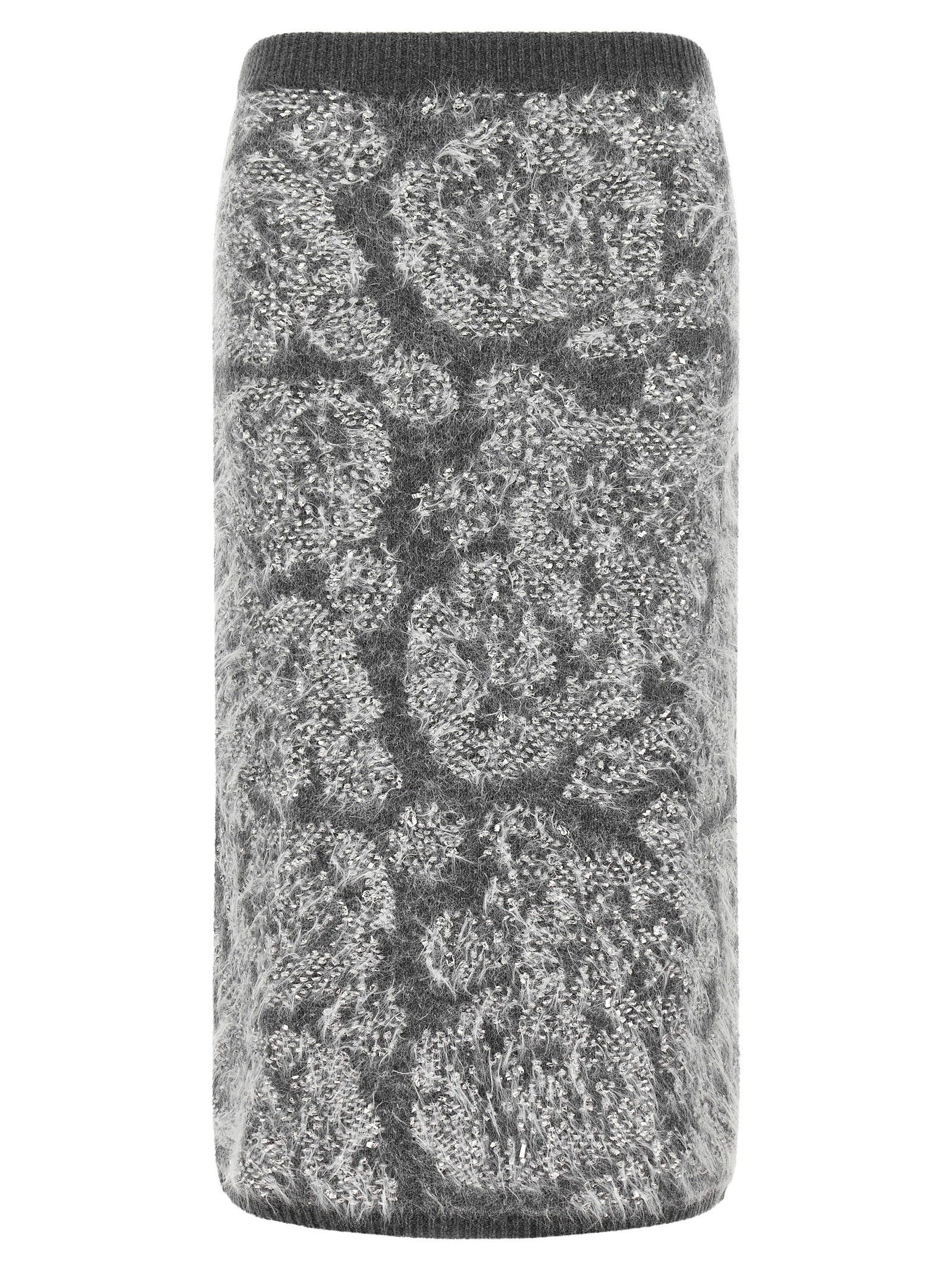 Gray Wool Midi Skirt