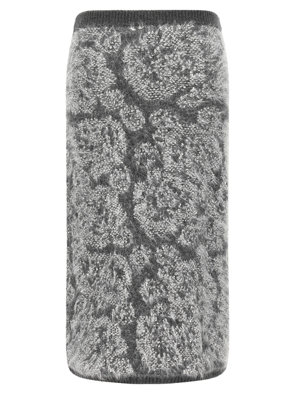 Gray Wool Midi Skirt