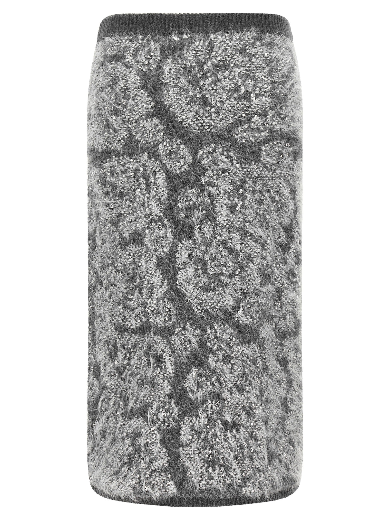 Gray Wool Midi Skirt