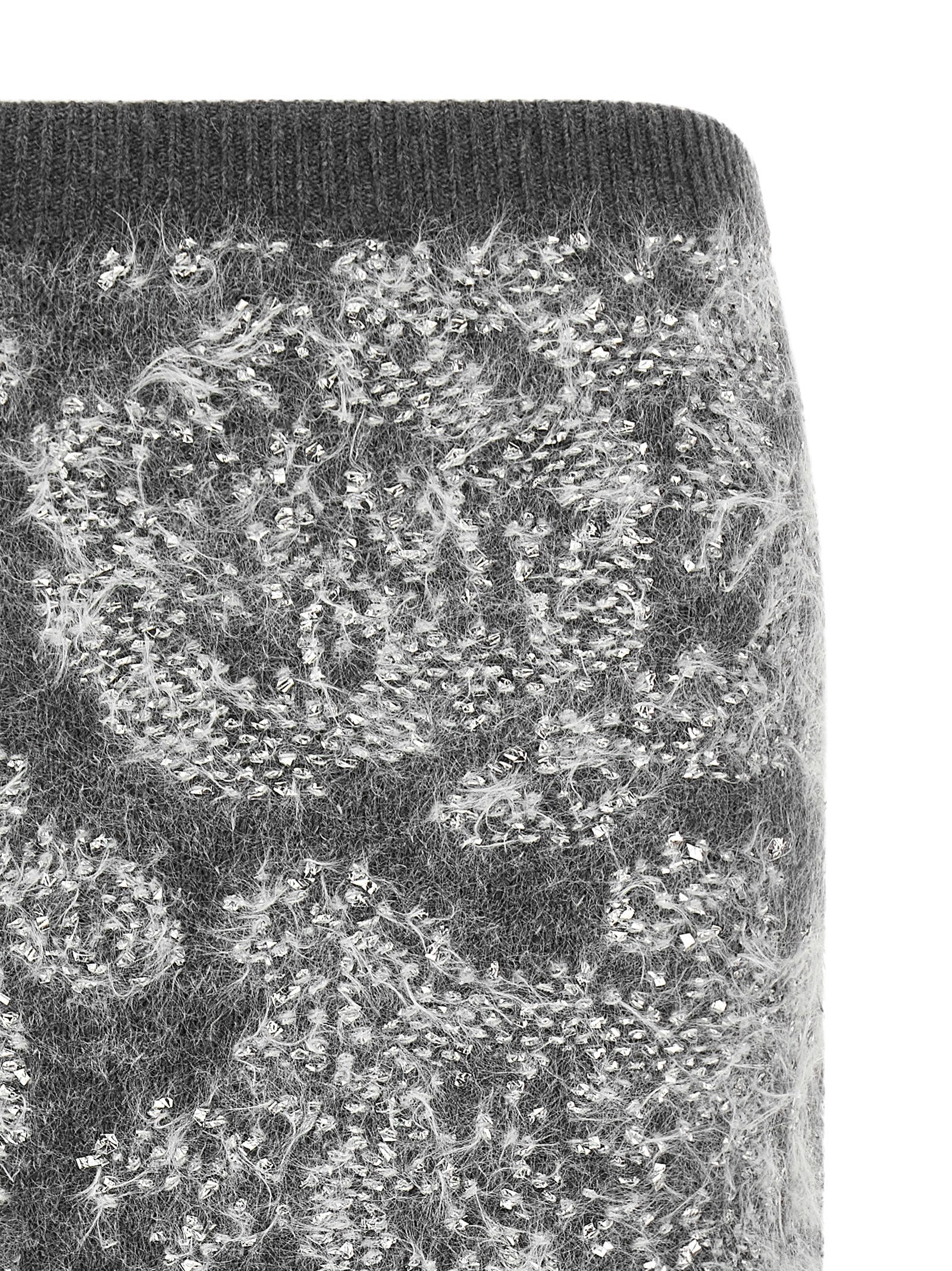 Gray Wool Midi Skirt