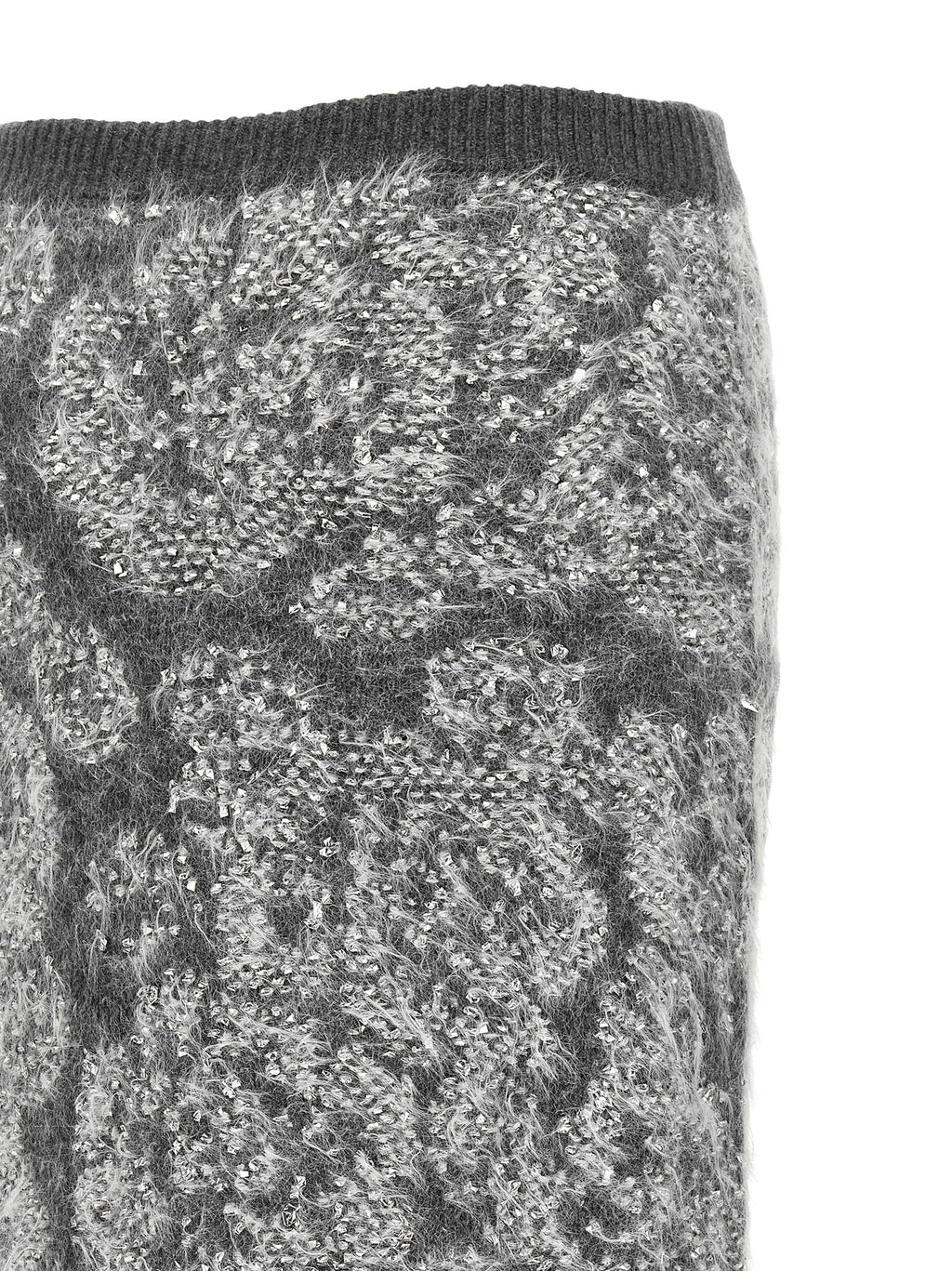 Gray Wool Midi Skirt