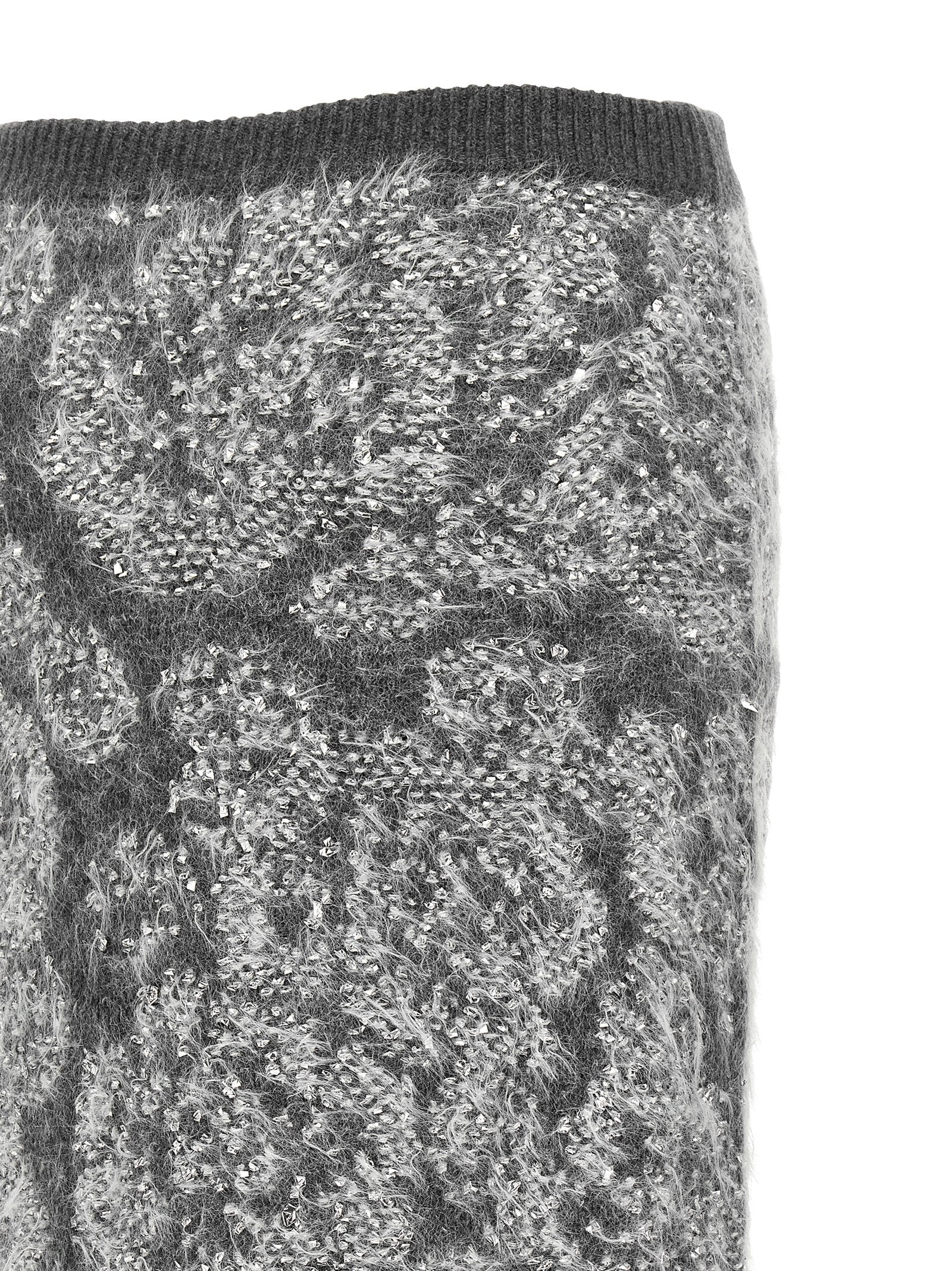 Gray Wool Midi Skirt