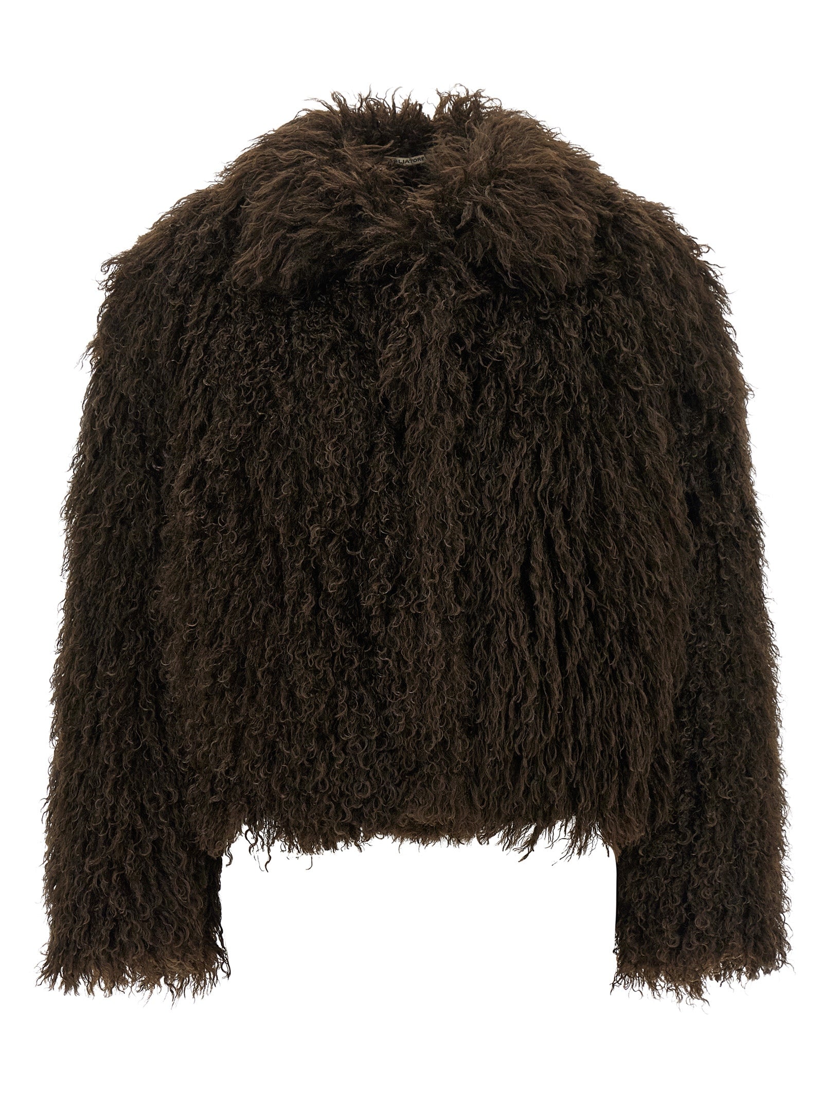 Brown Polyester Full-Length Jacket