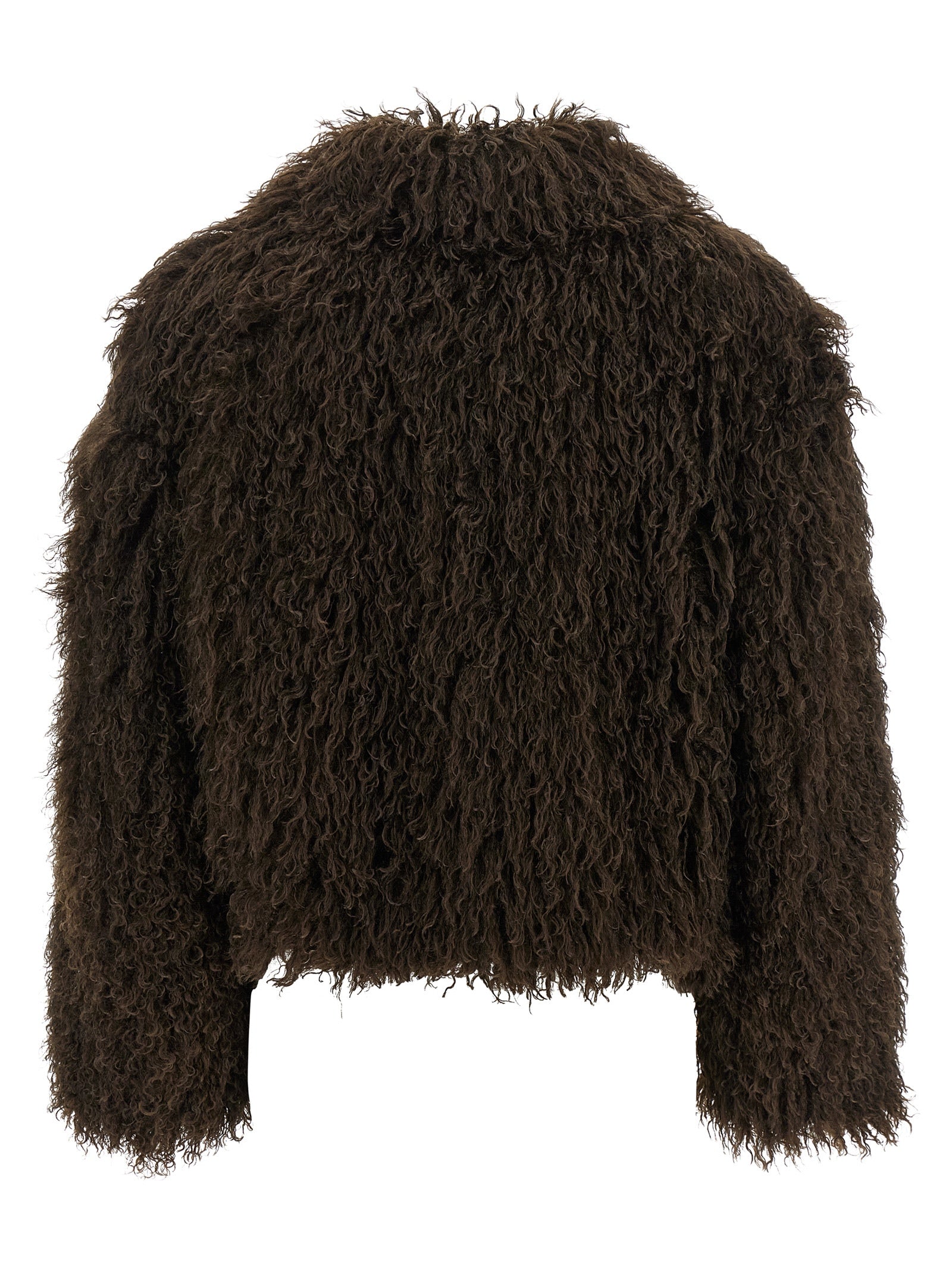 Brown Polyester Full-Length Jacket