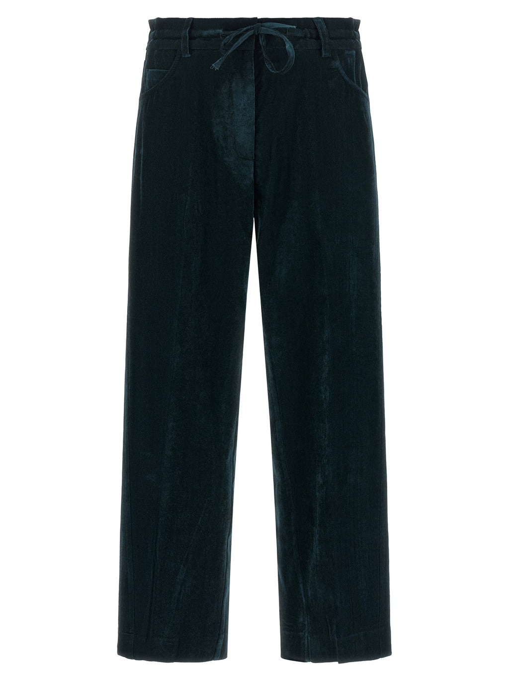 Blue Viscose Casual Pants