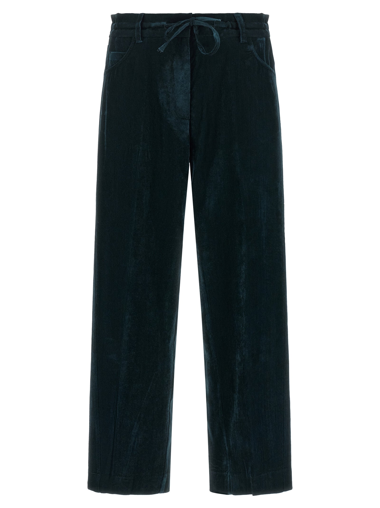 Blue Viscose Casual Pants