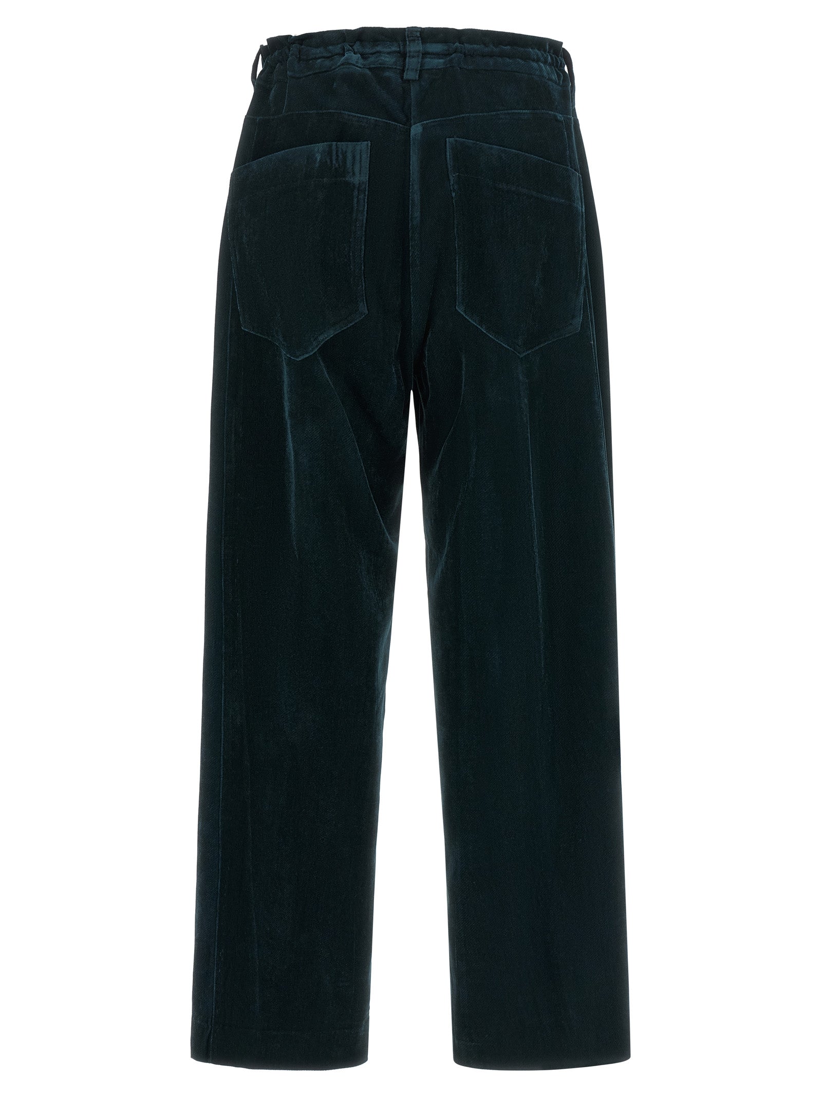 Blue Viscose Casual Pants