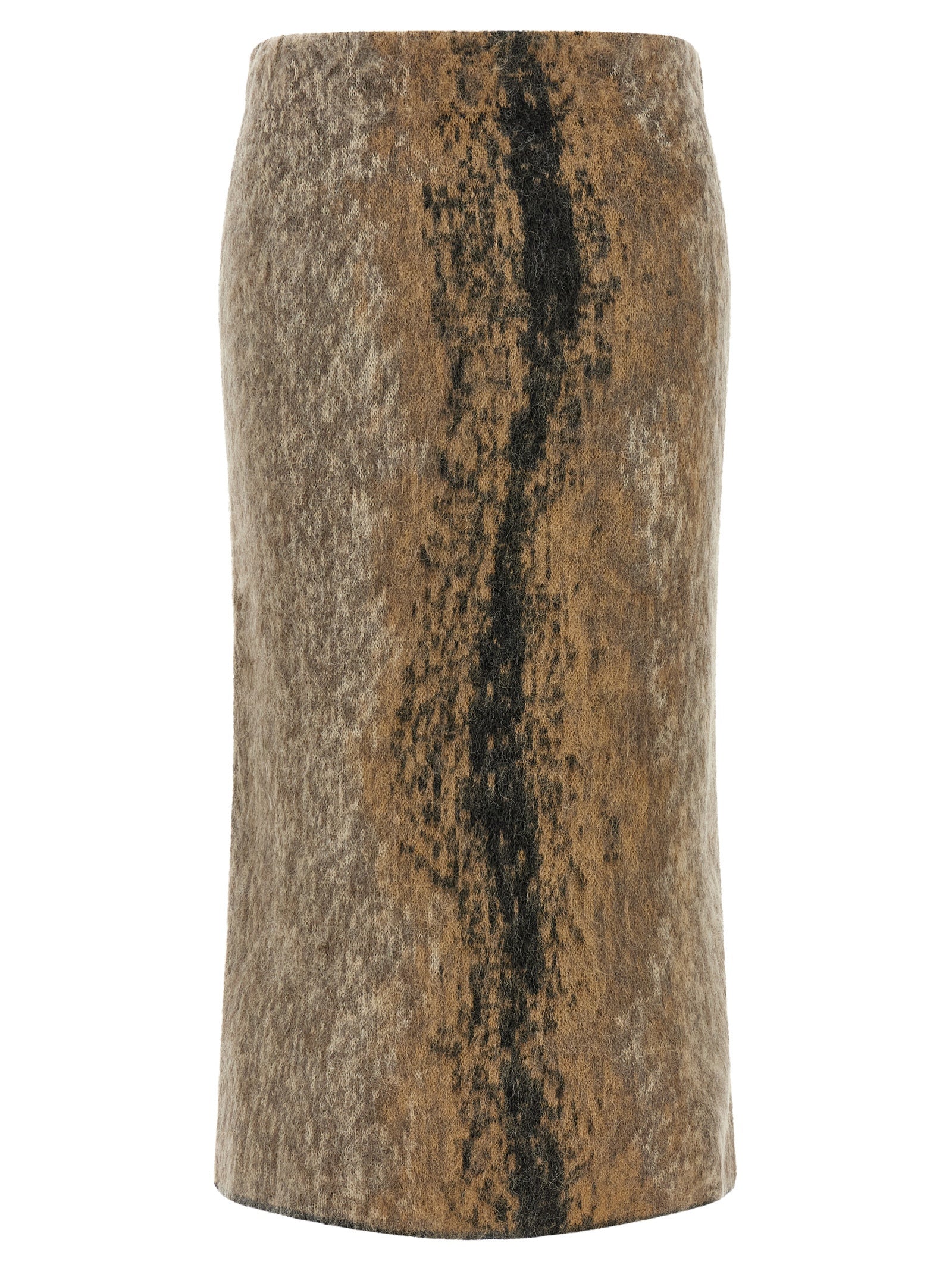 Brown Wool Midi Skirt