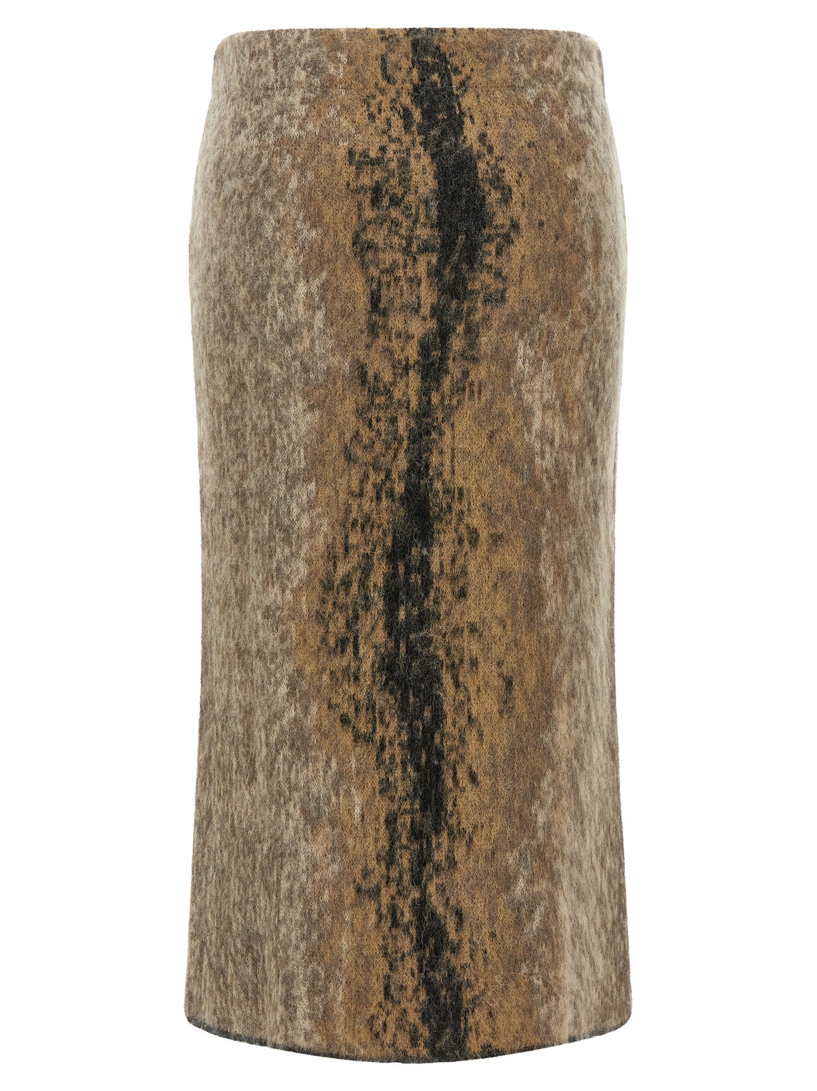 Brown Wool Midi Skirt