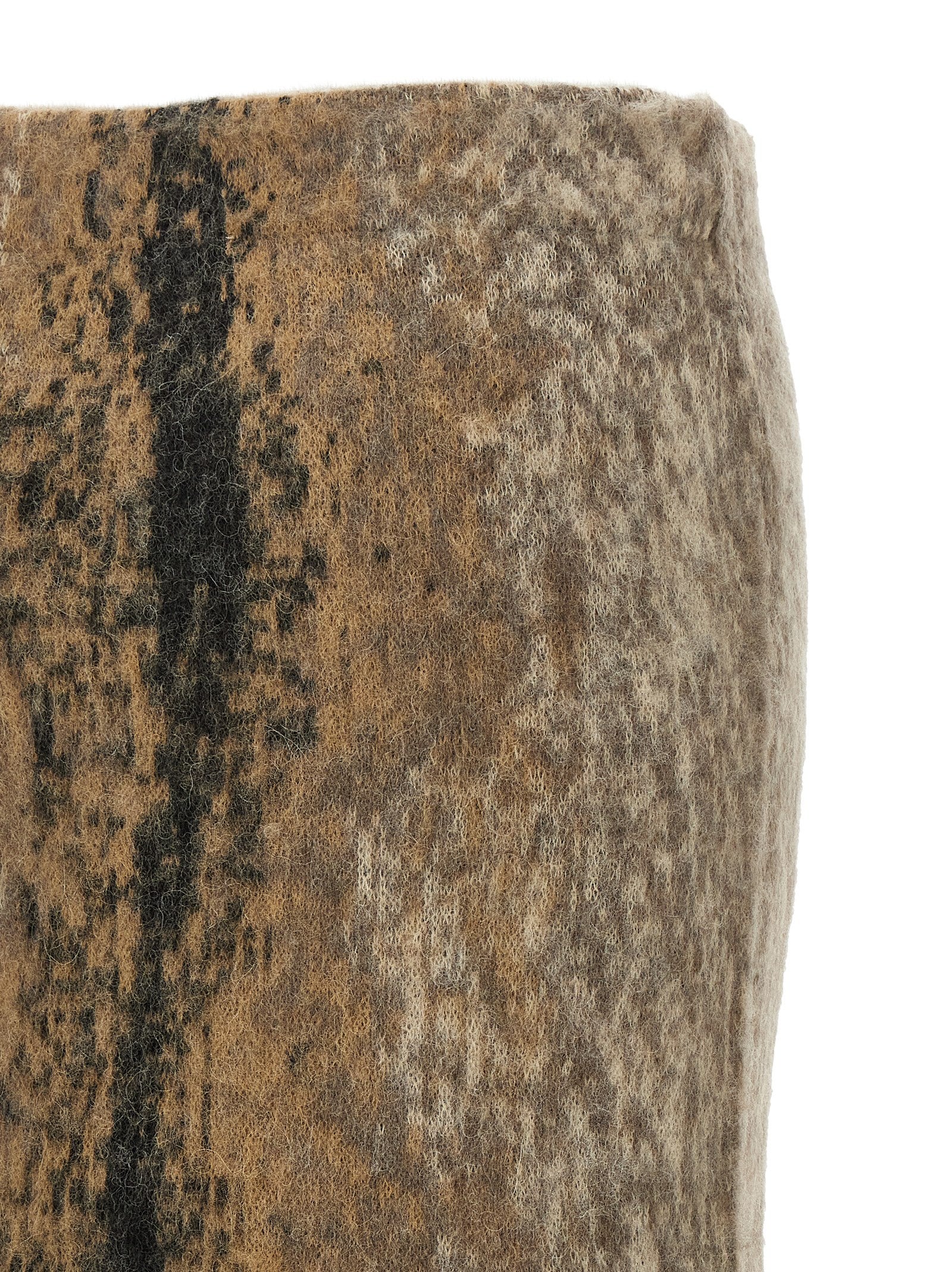 Brown Wool Midi Skirt