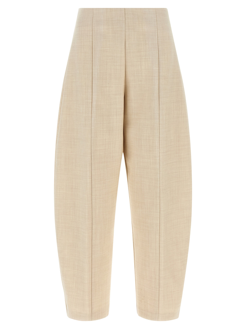 Beige Wool Cropped Pants