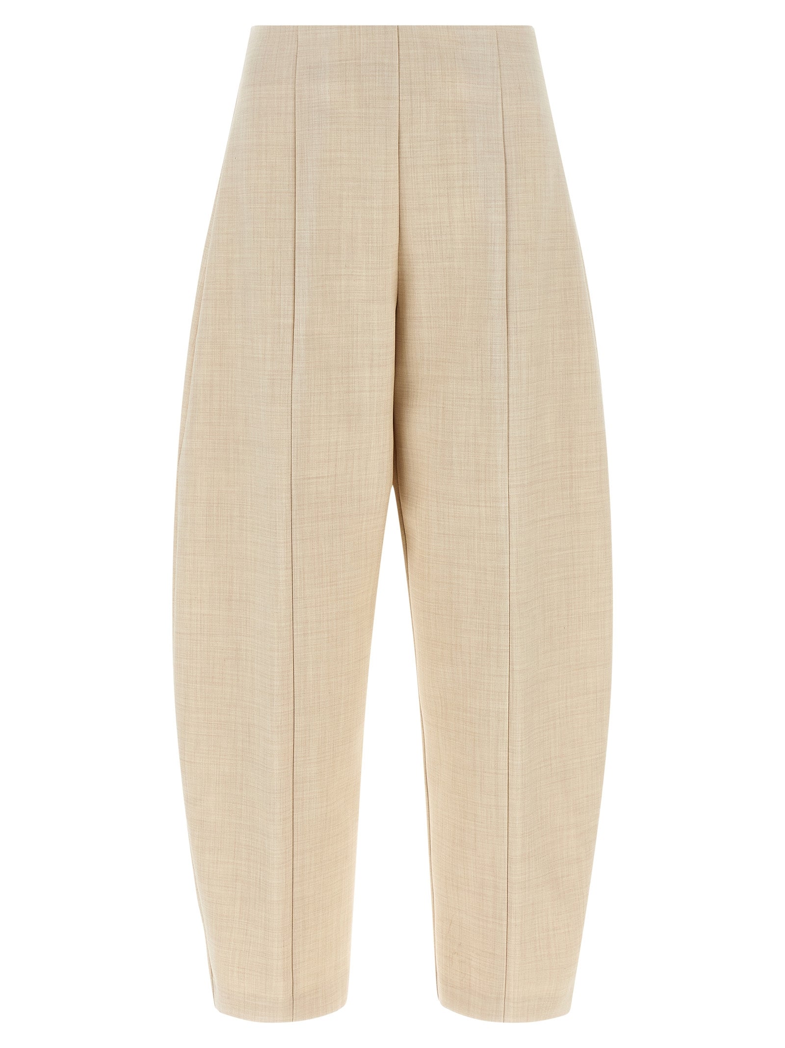 Beige Wool Cropped Pants