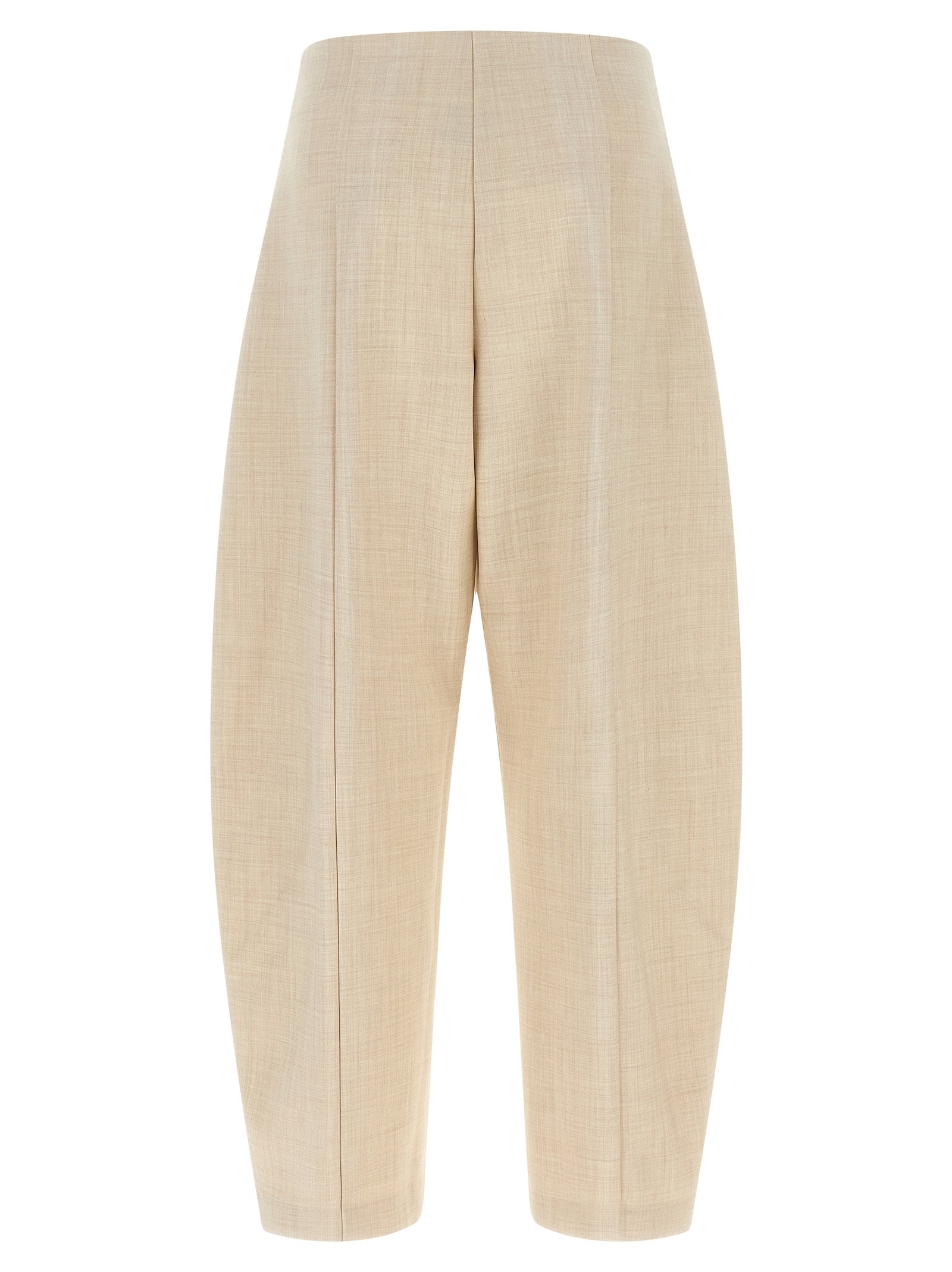 Beige Wool Cropped Pants