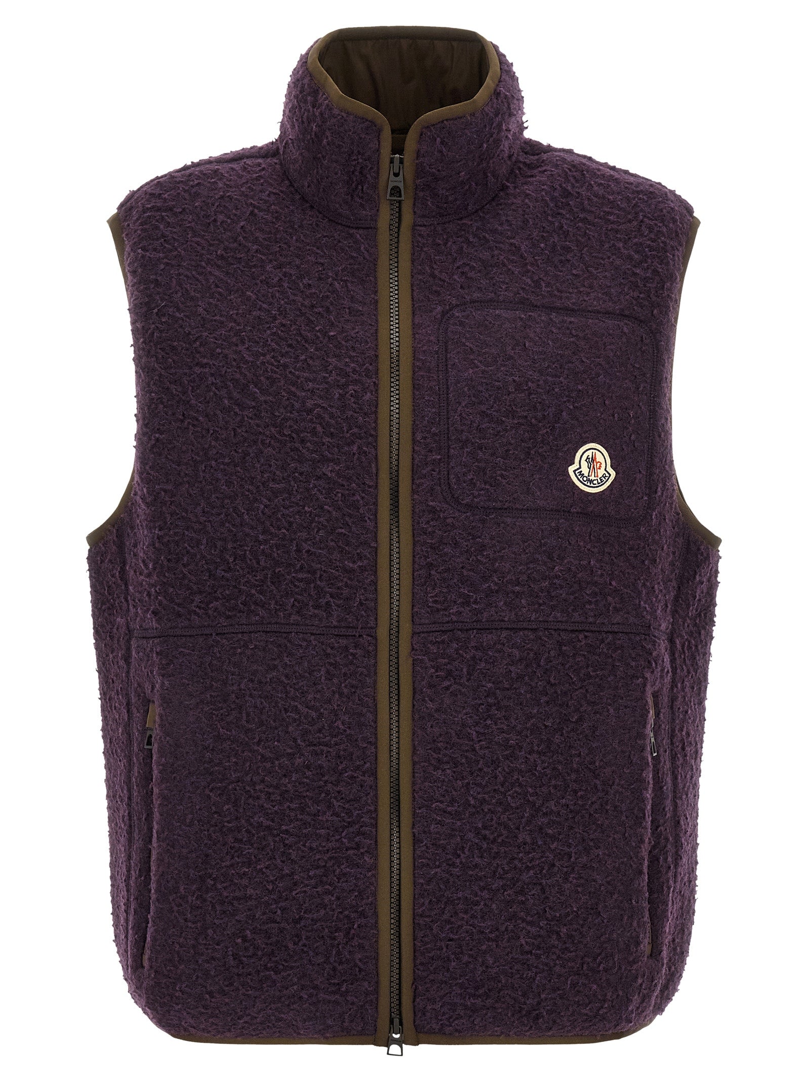 Purple Polyester Sleeveless Jacket