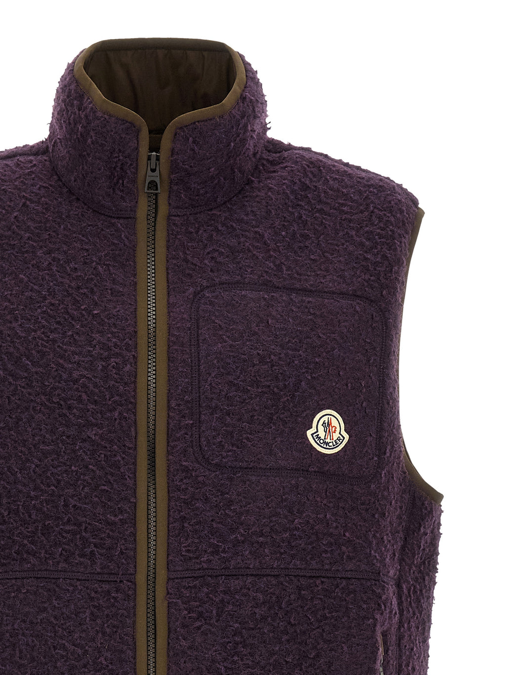 Purple Polyester Sleeveless Jacket