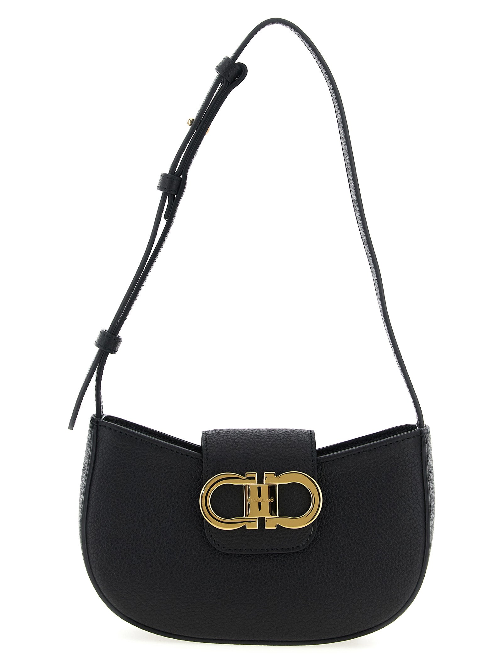 Black Calfskin Shoulder Bag