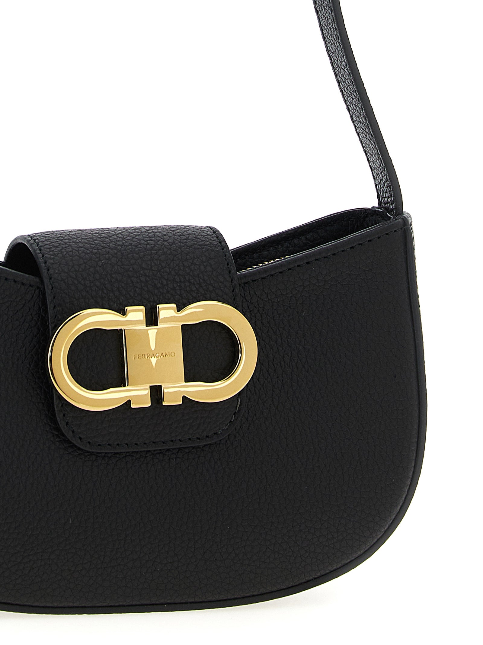 Black Calfskin Shoulder Bag